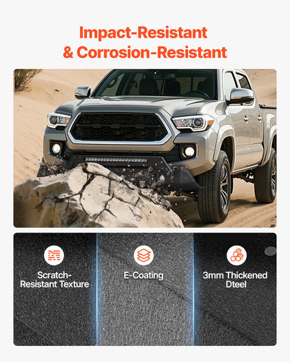 Front Bumper Compatible with 2016-2023 Toyota Tacoma (Excluding Tacoma TRD/Tacoma TRD Sport), Pickup Truck Bumper with LED Light Bar, Winch Plate & D-Rings Mounts, Heavy-Duty Steel Front Bumper with E-Coating