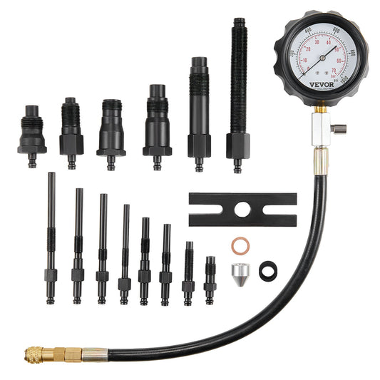 Diesel Engine Compression Tester, 18 Pcs Cylinder Pressure Test Tool Kit, with 0-1000 psi Gauges and Adapters, Diesel Injector Tester Check Cylinders in Diesel Trucks, Tractors, Equipment