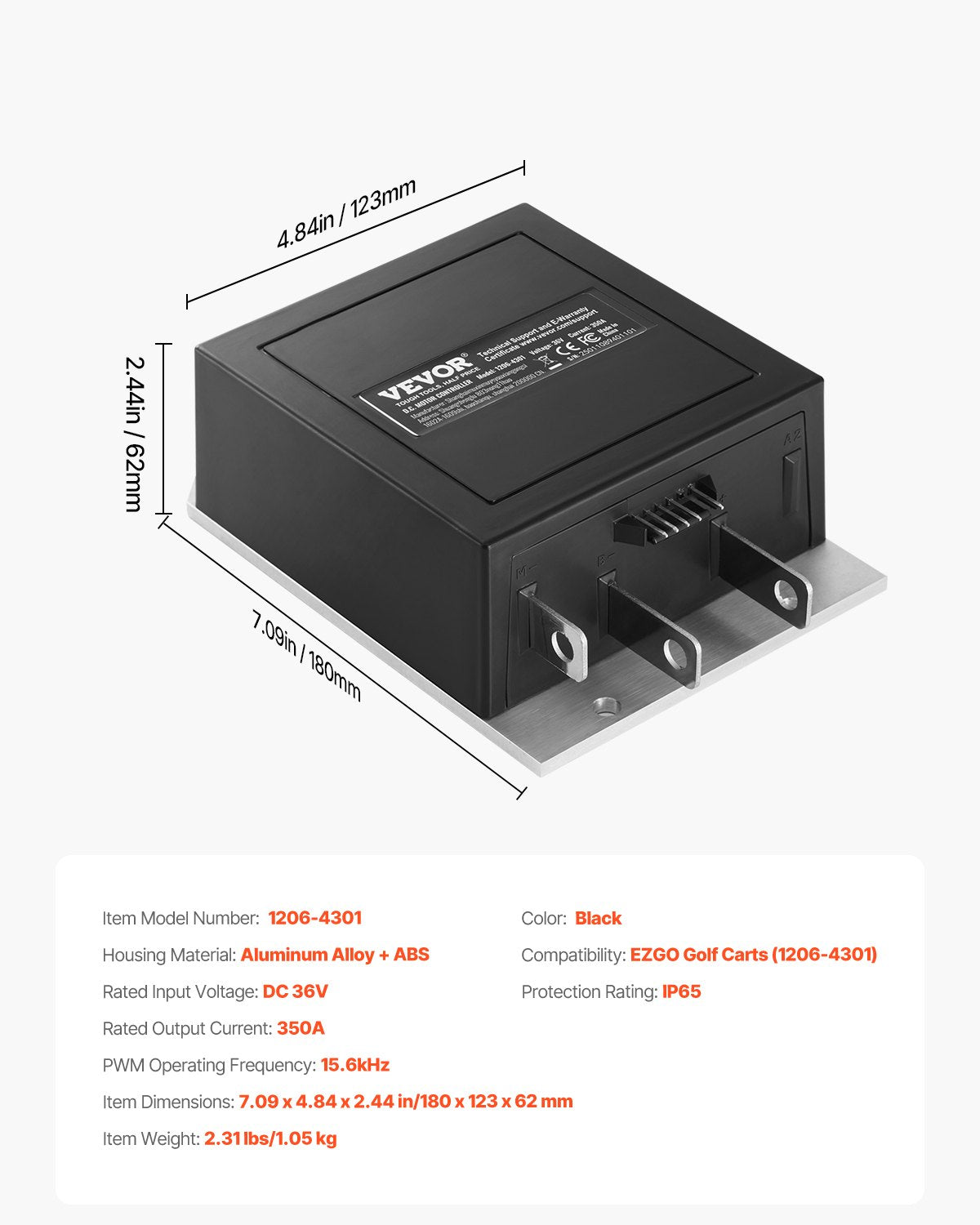 Golf Cart Controller 36V 350A hastighetsregulator för EZGO 1206-4301 modeller