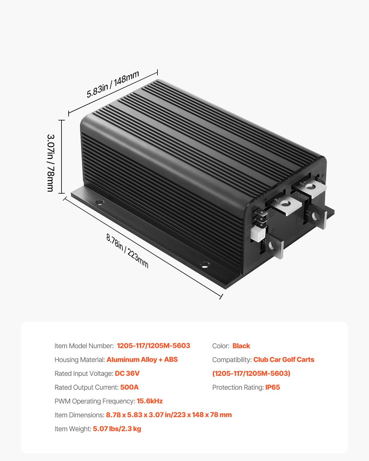Golf Cart Controller 36V 500A Controller för Club Car 1205-117/1205M-5603