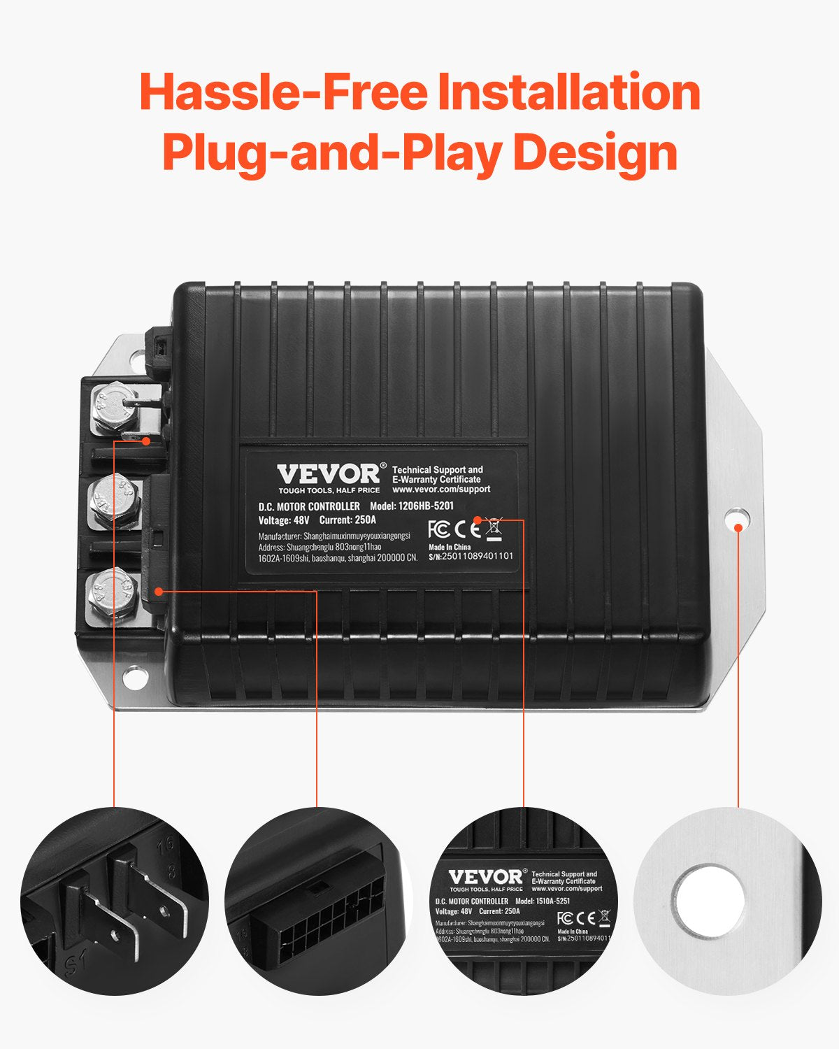 Golf Cart Controller 48V 250A hastighetskontroll för EZGO TXT 1206HB-5201