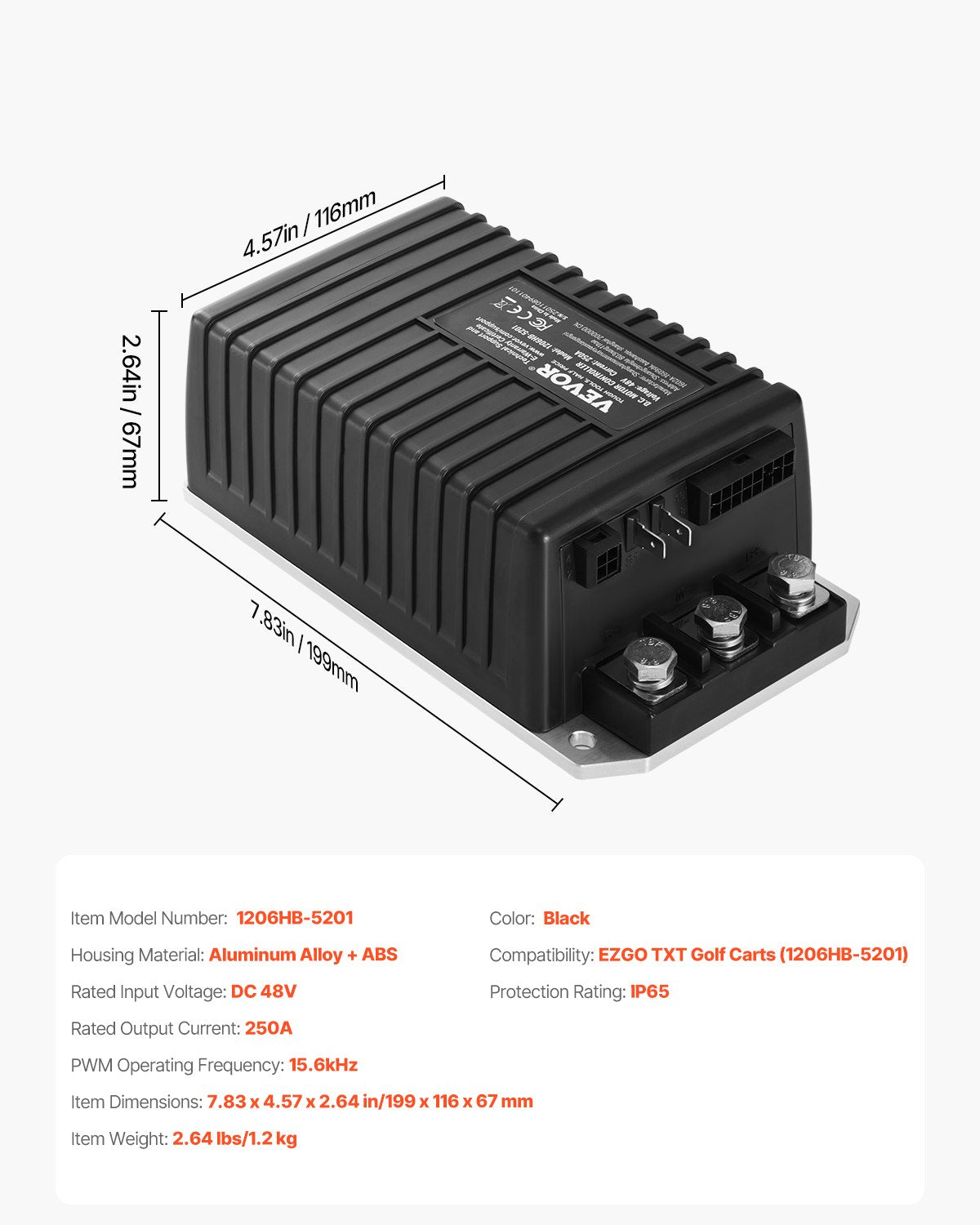 Golf Cart Controller 48V 250A hastighetskontroll för EZGO TXT 1206HB-5201