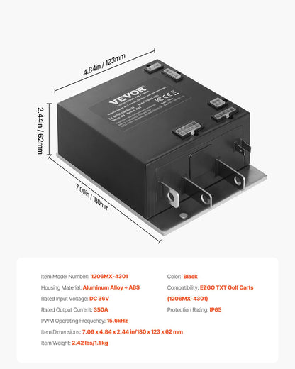 Golf Cart Controller 36V 350A hastighetskontroll för EZGO TXT 1206MX-4301