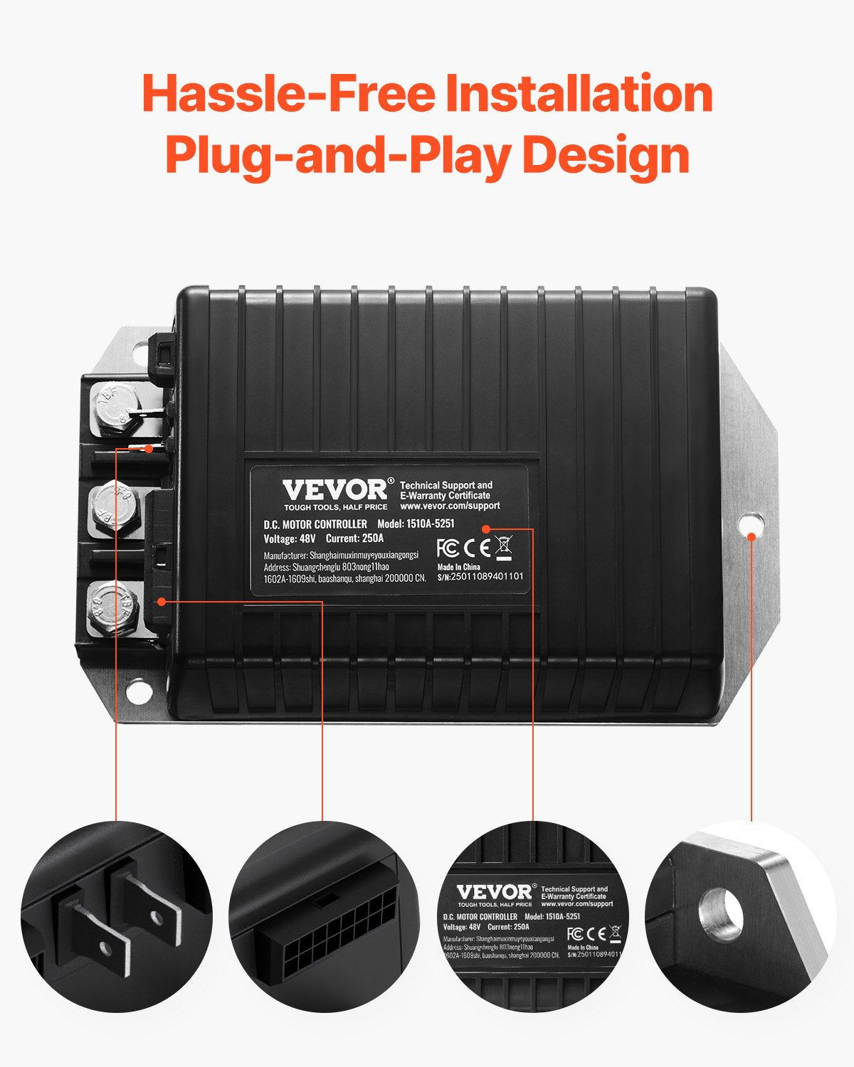 Golf Cart Controller 48V 250A Hastighetsregulator för Club Car 1510A-5251