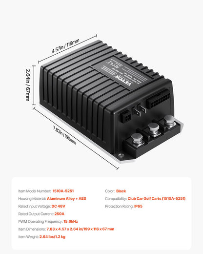 Golf Cart Controller 48V 250A Hastighetsregulator för Club Car 1510A-5251