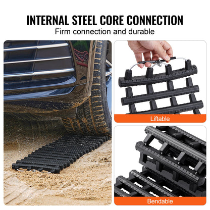 2PCS Traktion Boards mit TPR für Schlamm Schnee Sand Lagerung Taschen Kurze Schwarz