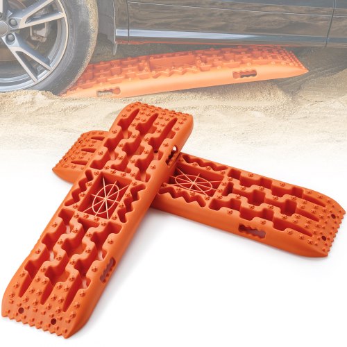 10 TON Traction Boards with PP Material, Recovery Boards for Off-road Vehicles/Cars/Pickups/SUVs/RVs, Pair Tire Traction Mats on Snow, Sand, Mud and Loose Terrain, Storage Bag, Long, Orange