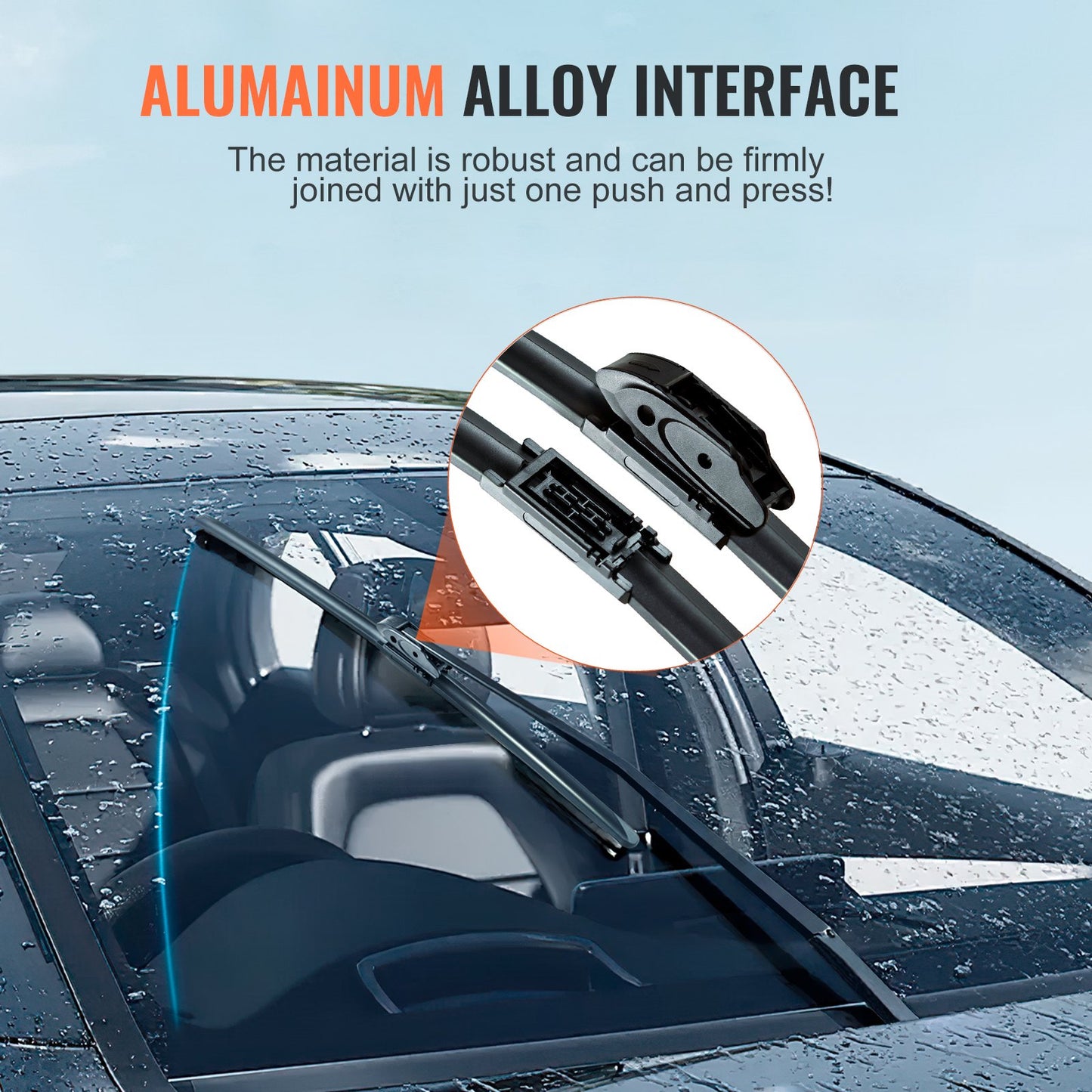 17" Rubber Wiper Blades, 43 cm Universal Replacement Wind Shield Wiper, Low Noise & Better Fit, with 4 Different Clips for most Car, Easy Installation