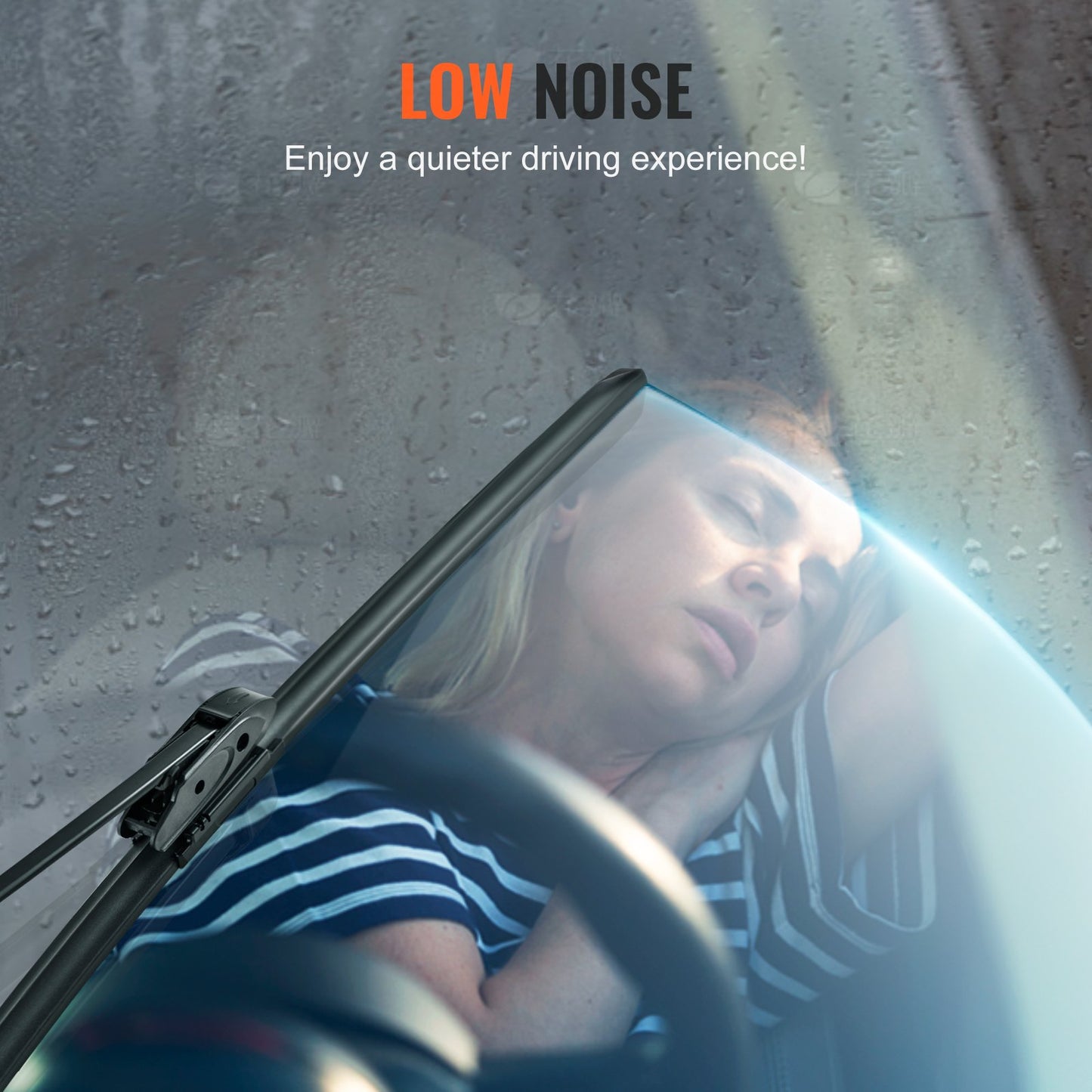 19" Rubber Wiper Blades, 48 cm Universal Replacement Wind Shield Wiper, Low Noise & Better Fit, with 4 Different Clips for most Car, Easy Installation