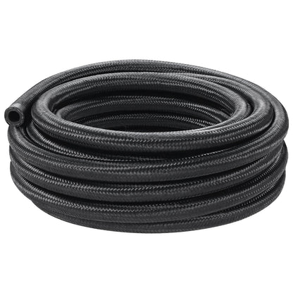 8AN Fuel Line Kit, 20 FT Fuel Hose Kit, 0.43" Nylon, Stainless Steel Braided Fuel Line Kit for Oil/Gas/Diesel Hose End, with 12-ST Swivel Adapter Kit, Black