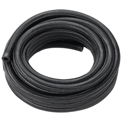 8AN Fuel Line Kit, 20 FT Fuel Hose Kit, 0.43" Nylon, Stainless Steel Braided Fuel Line Kit for Oil/Gas/Diesel Hose End, with 12-ST Swivel Adapter Kit, Black