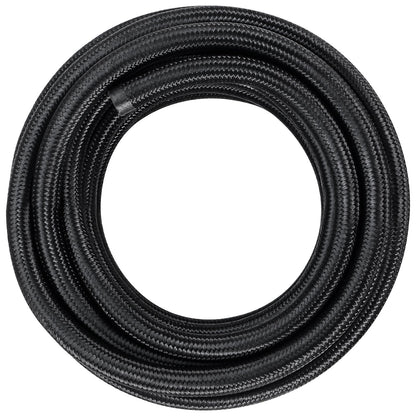 6AN Fuel Line Kit, 25 FT Fuel Hose Kit, 5/16" Nylon, Stainless Steel Braided PTFE Fuel Line Kit, E85/Oil/Gas/Diesel Hose End Fitting Kit, with 15pcs Swivel Adapter Kit, Black