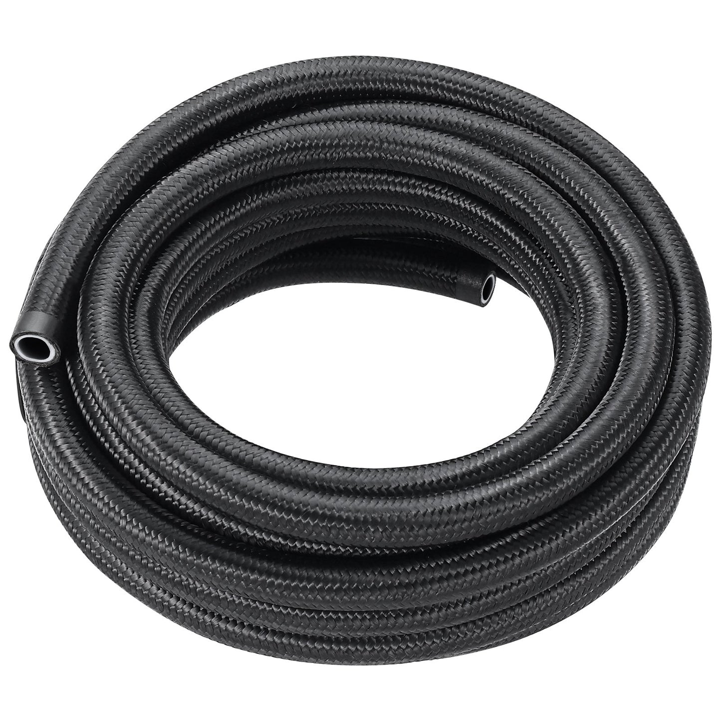 6AN Fuel Line Kit, 25 FT Fuel Hose Kit, 5/16" Nylon, Stainless Steel Braided PTFE Fuel Line Kit, E85/Oil/Gas/Diesel Hose End Fitting Kit, with 15pcs Swivel Adapter Kit, Black