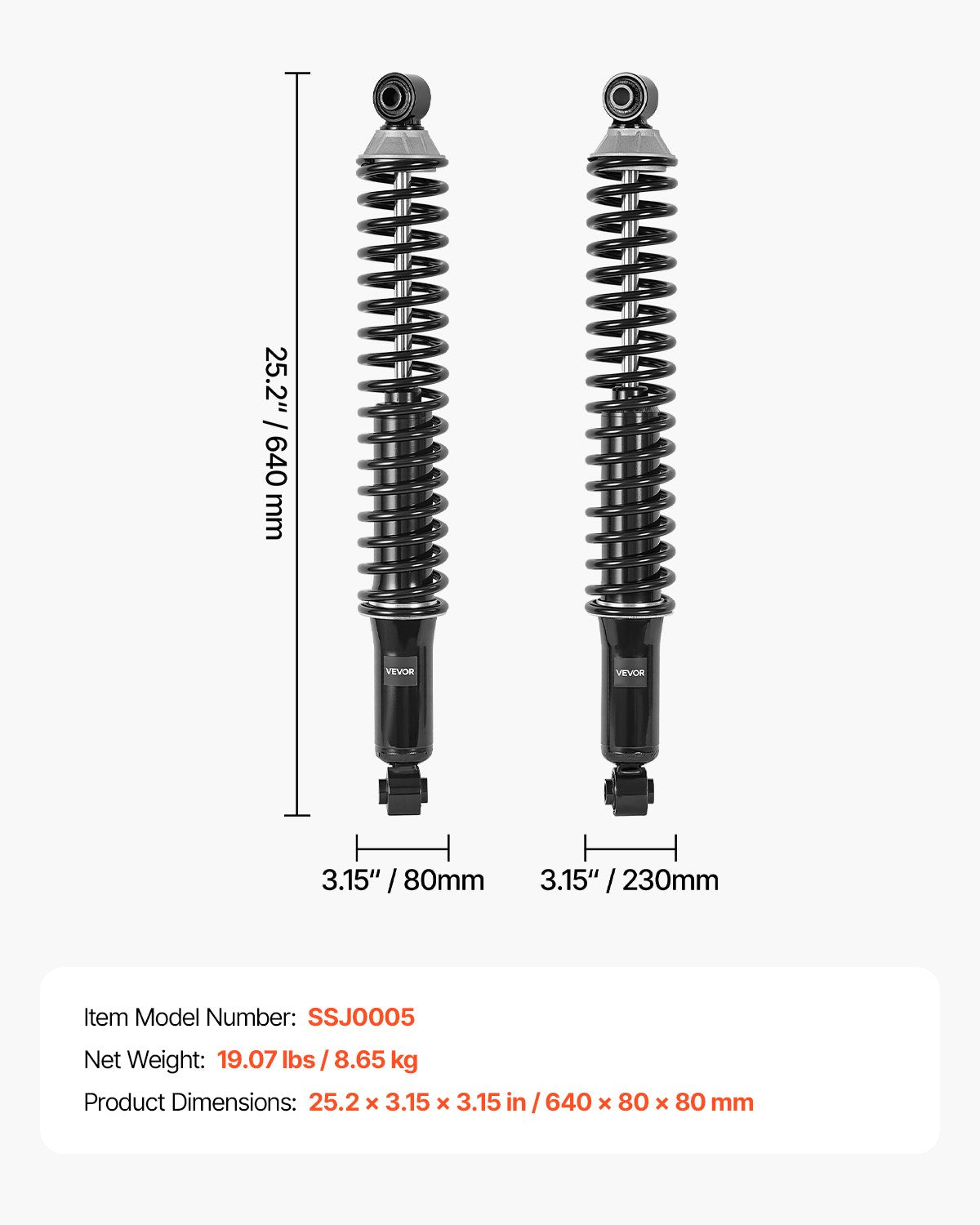 Rear Shock Absorber Strut Assembly, 2Pcs Shock and Strut Assembly with Coil Spring, Fit 2000-2006 Chevrolet Suburban 1500, 2000-2006 Chevrolet Tahoe, 2000-2006 GMC Yukon, Replace for OE 58639