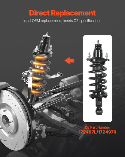 Rear Shock Absorber Strut Assembly, 2Pcs Shock and Strut Assembly with Coil Spring, Compatible with 2007-2009 Honda CR-V Models, Automotive Replacement Struts for OE 172497L 172497R