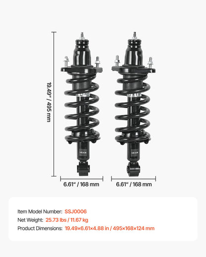 Rear Shock Absorber Strut Assembly, 2Pcs Shock and Strut Assembly with Coil Spring, Compatible with 2007-2009 Honda CR-V Models, Automotive Replacement Struts for OE 172497L 172497R