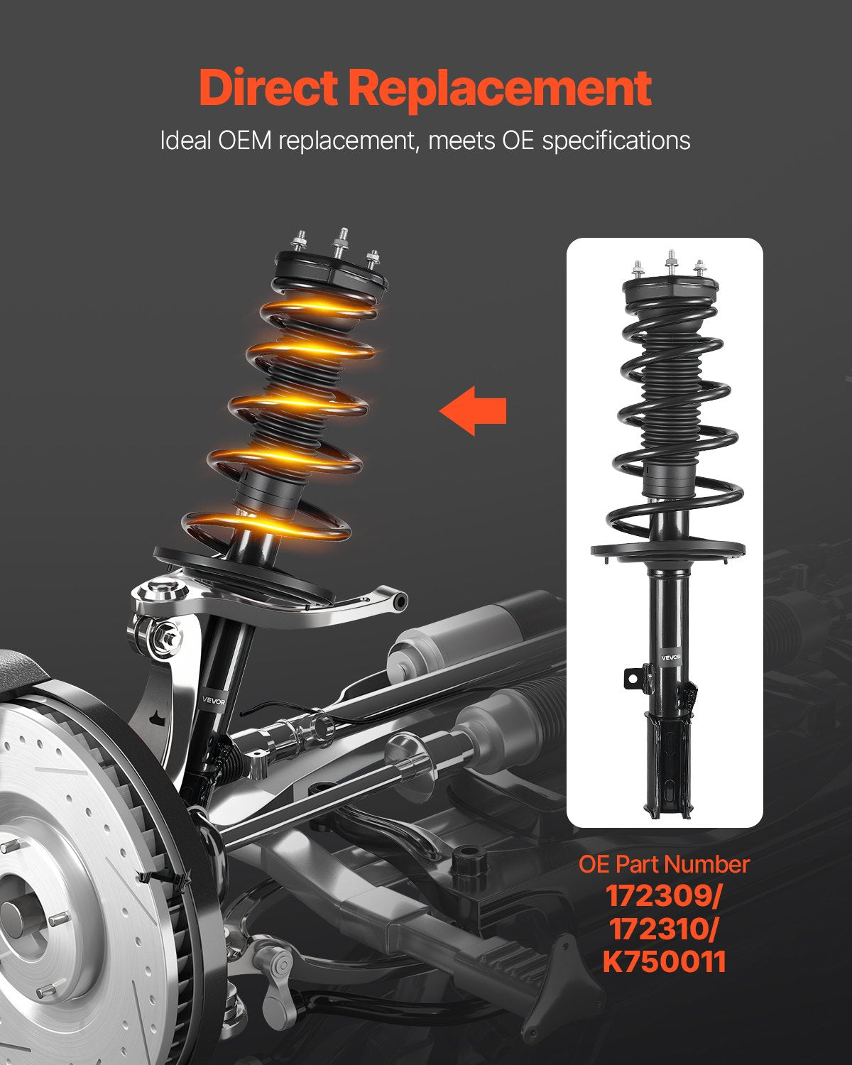 Rear Shock Absorber Strut Assembly, 2Pcs Shock and Strut Assembly with Stabilizer Bar & Coil Spring, Compatible with 2007-2011 Toyota Camry and 2008-2012 Toyota Avalon Models, OE 172401