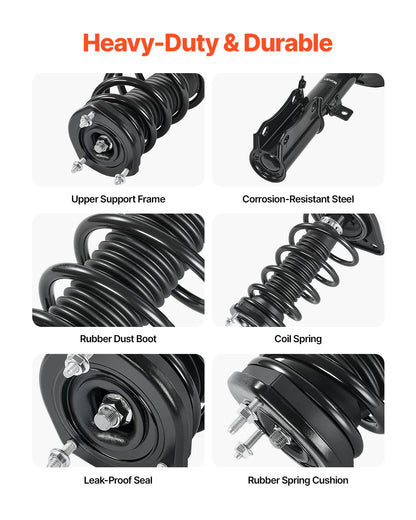 Rear Shock Absorber Strut Assembly, 2Pcs Shock and Strut Assembly with Stabilizer Bar & Coil Spring, Compatible with 2007-2011 Toyota Camry and 2008-2012 Toyota Avalon Models, OE 172401