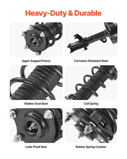 Front Shock Absorber Strut Assembly, 2Pcs Shock and Strut Assembly with Coil Spring, Compatible with 2007-2014 Honda CR-V, Automotive Replacement Struts, OE 272491/272492