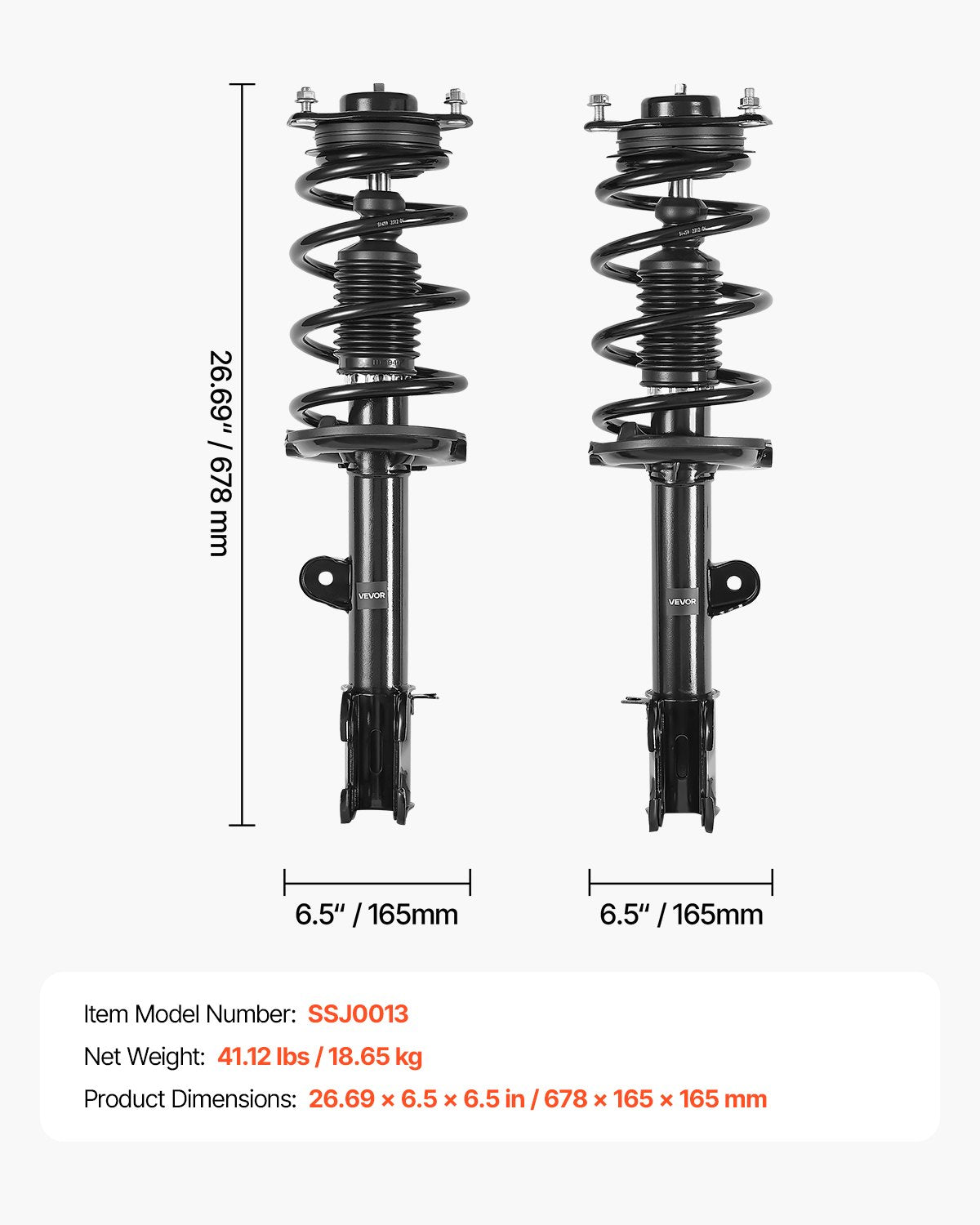 Front Shock Absorber Strut Assembly, 2Pcs Shock and Strut Assembly with Coil Spring, Compatible with 2011-2013 Kia Sorento, Automotive Replacement Struts for OE 172712 / 172713