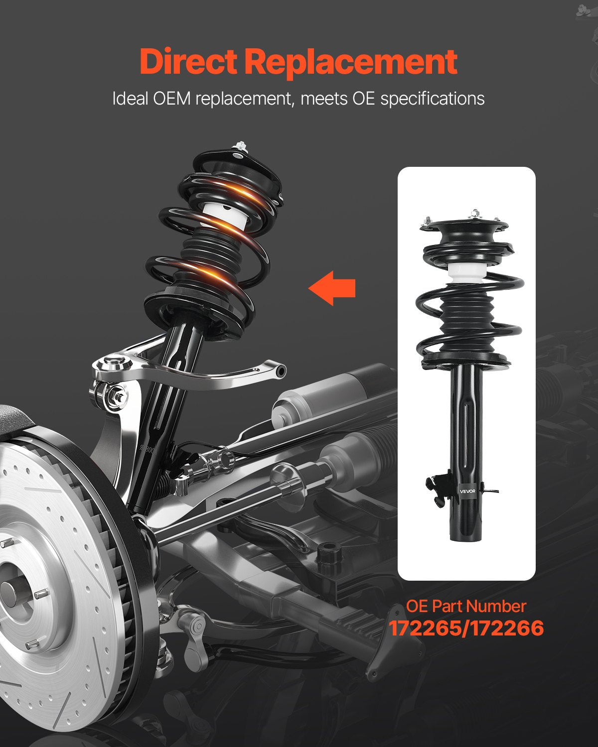 Front Shock Absorber Strut Assembly, 2Pcs Shock and Strut Assembly with Coil Spring, Compatible with 2002-2006 Mini Cooper Convertible, Automotive Replacement Struts for OE 172265 / 172266