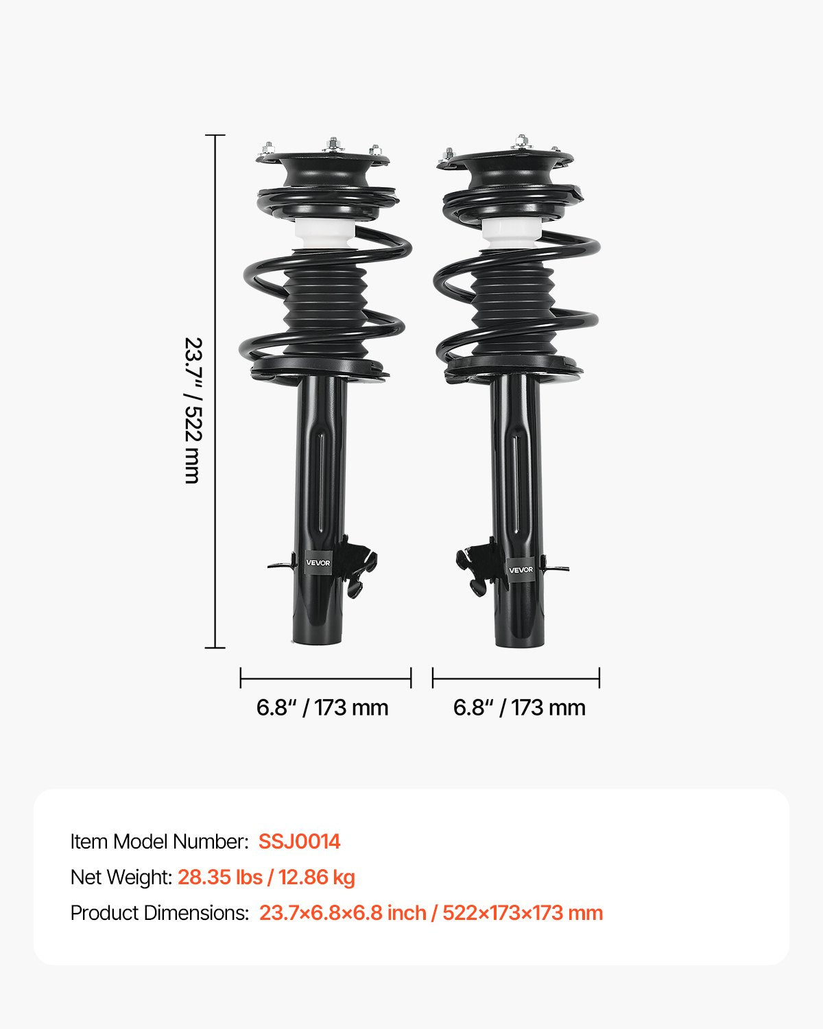 Front Shock Absorber Strut Assembly, 2Pcs Shock and Strut Assembly with Coil Spring, Compatible with 2002-2006 Mini Cooper Convertible, Automotive Replacement Struts for OE 172265 / 172266