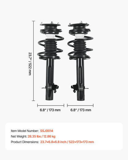 Front Shock Absorber Strut Assembly, 2Pcs Shock and Strut Assembly with Coil Spring, Compatible with 2002-2006 Mini Cooper Convertible, Automotive Replacement Struts for OE 172265 / 172266