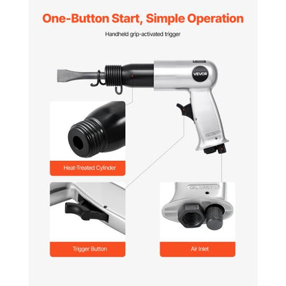 Drucklufthammer 3500 BPM 12 CFM Pneumatikhammer Drucklufthammer-Set mit 4 Meißeln | EU
