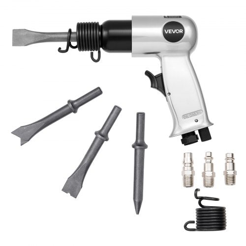 Air Hammer, 4500BPM Pneumatic Hammer with 1.57-inch Stroke & 4PCS Chisels Round Shank, Lightweight & Compact Air Chisel Pneumatic Shovel Tool for Cutting Punching Scraping