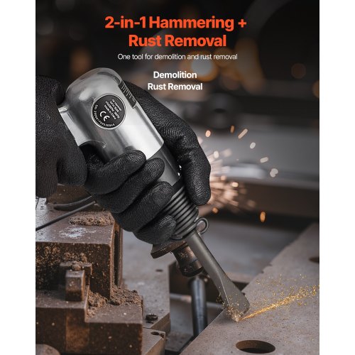 Drucklufthammer 4500 BPM Pneumatischer Hammer mit Luftnadelreiniger und 4 Meißeln | EU