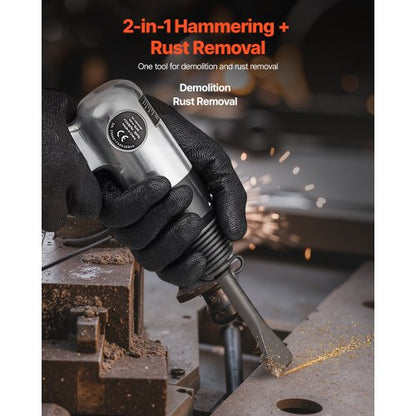 Drucklufthammer 4500 BPM Pneumatischer Hammer mit Luftnadelreiniger und 4 Meißeln | EU