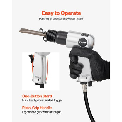 Drucklufthammer 4500 BPM Pneumatischer Hammer mit Luftnadelreiniger und 4 Meißeln | EU