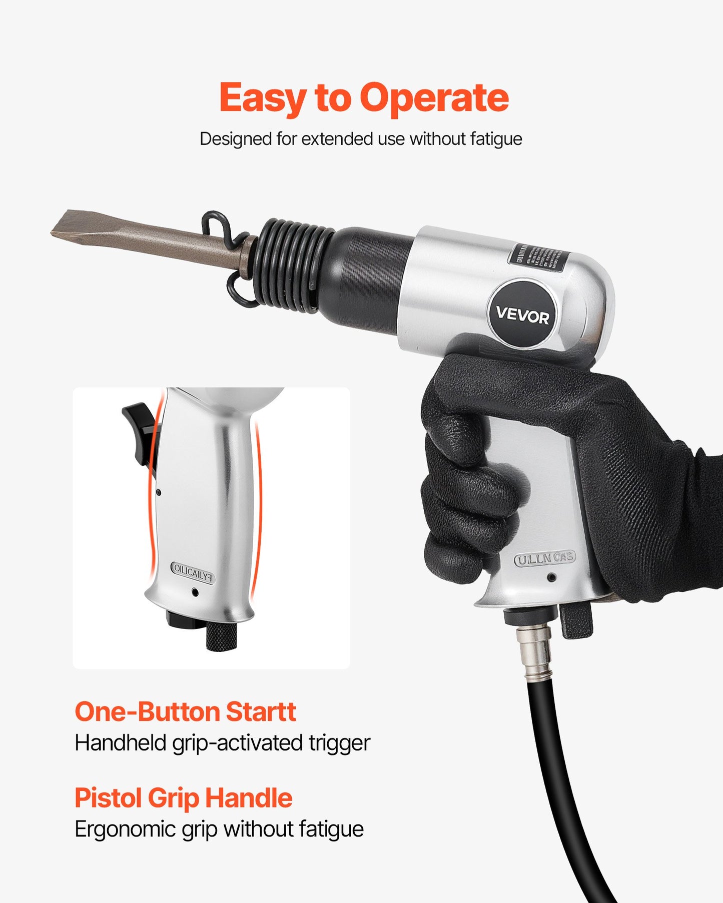 Air Hammer, 4500BPM Pneumatic Hammer with Rust Removal Air Needle Scaler & 4PCS Chisels Round Shank, Lightweight & Compact Air Chisel Pneumatic Shovel Tool for Cutting Scraping Demolishing