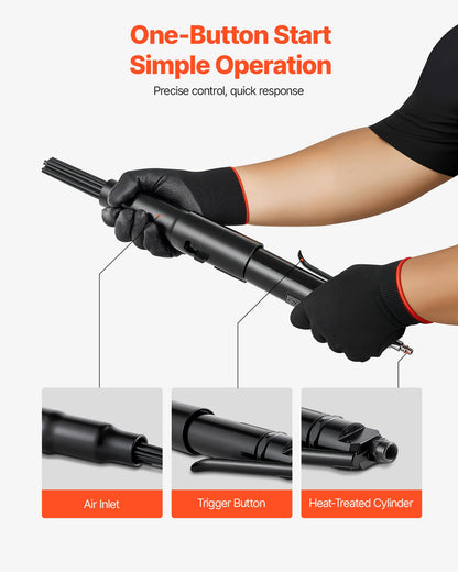 Air Needle Scaler, 3400BPM Pneumatic Scaler for Rust Paint Removal - with 3-Speed Adjustment, 19 Hardened Needles & 3 Air Nozzle Connectors - Lightweight, Compact & Ergonomic Grip