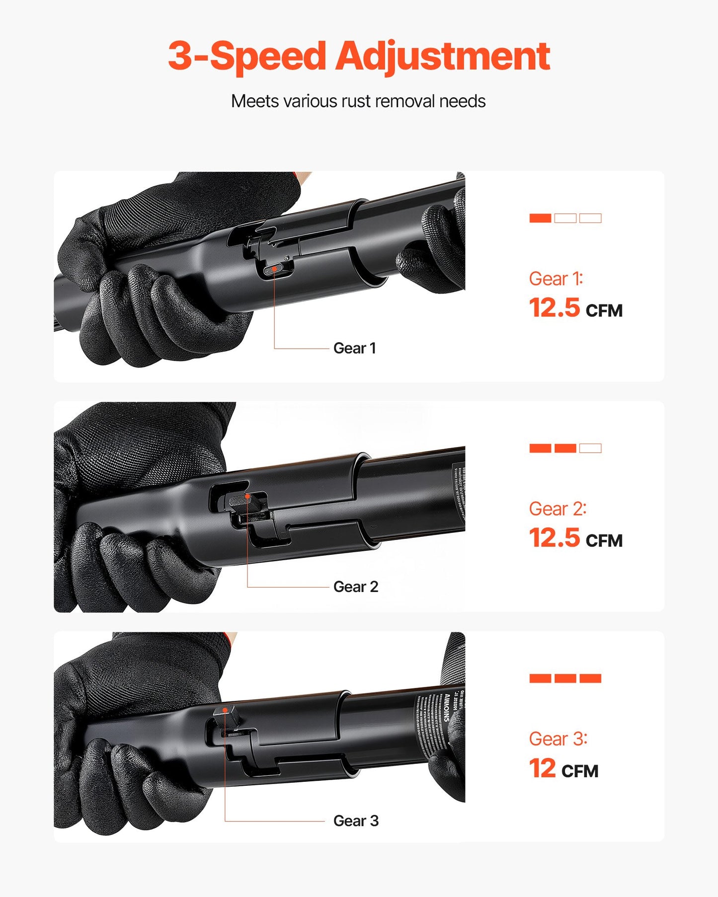 Air Needle Scaler, 3400BPM Pneumatic Scaler for Rust Paint Removal - with 3-Speed Adjustment, 19 Hardened Needles & 3 Air Nozzle Connectors - Lightweight, Compact & Ergonomic Grip