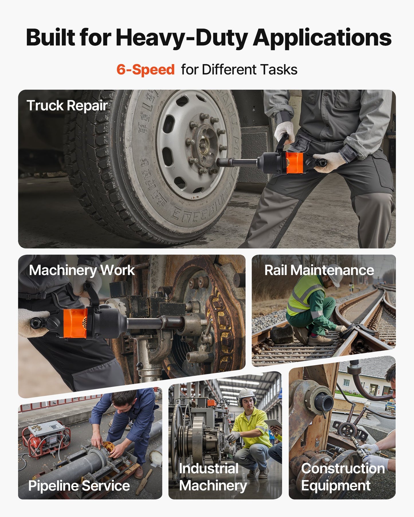 1 Inch Air Impact Wrench, Up to 1800 ft-lbs Nut-Busting Torque, 18.7 lbs Lightweight Pneumatic Impact Gun with 6" Extended Anvil for Heavy Duty Repairs and Maintenance