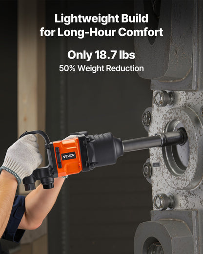 1 Inch Air Impact Wrench, Up to 1800 ft-lbs Nut-Busting Torque, 18.7 lbs Lightweight Pneumatic Impact Gun with 6" Extended Anvil for Heavy Duty Repairs and Maintenance