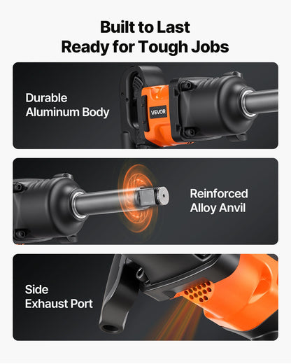 1 Inch Air Impact Wrench, Up to 1800 ft-lbs Nut-Busting Torque, 18.7 lbs Lightweight Pneumatic Impact Gun with 6" Extended Anvil for Heavy Duty Repairs and Maintenance
