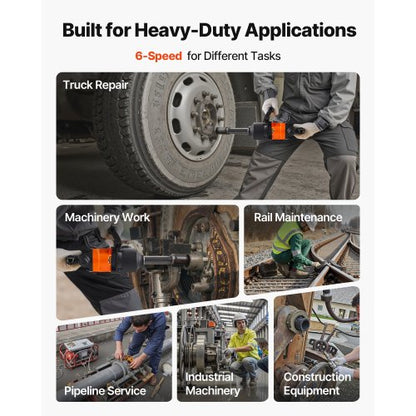 1-tums lufttrycksmutterdragare, upp till 2400 Nm mutterbrytande vridmoment, 6000 varv/min 6-växlad pneumatisk slagpistol med 152,4 mm förlängt städ för tunga lastbilar, bussar, jordbruksmaskiner |  EU