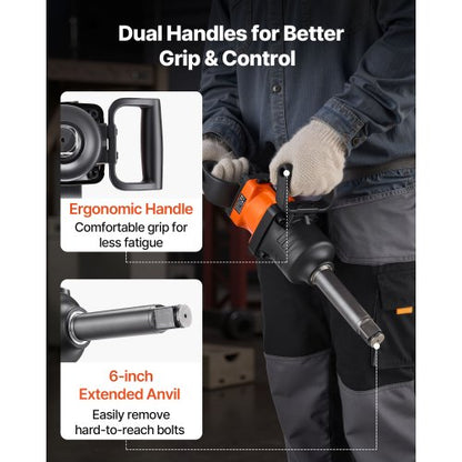 1-tums lufttrycksmutterdragare, upp till 2400 Nm mutterbrytande vridmoment, 6000 varv/min 6-växlad pneumatisk slagpistol med 152,4 mm förlängt städ för tunga lastbilar, bussar, jordbruksmaskiner |  EU