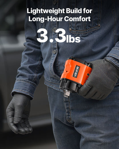 1/2-Inch Air Impact Wrench, Up to 738 ft-lbs Nut-busting Torque, Stubby Size & Lightweight Pneumatic Impact Gun for Auto Repairs and Maintenance