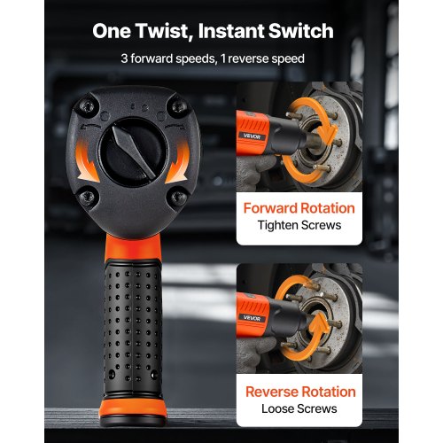 Lufttrycksslagskruvmejsel, 1/2"-fäste Pneumatisk slagskruvmejsel Upp till 1490 Nm Bakåtmoment, 7500 RPM 4-växlad justerbar och lätt pneumatisk pistol för bilreparationer och underhåll |  EU