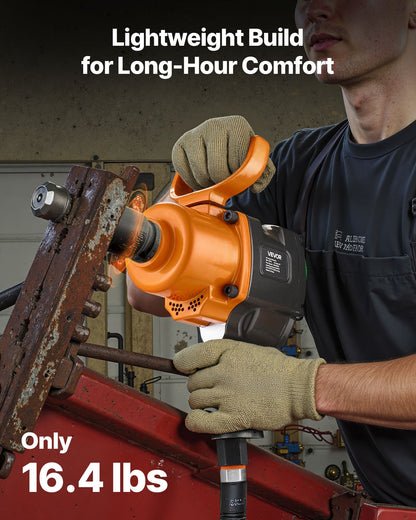 1 Inch Air Impact Wrench, Up to 1200 ft-lbs Nut-Busting Torque, 16.4 lbs Lightweight Pneumatic Impact Gun with Double Handles for Heavy Duty Repairs and Maintenance