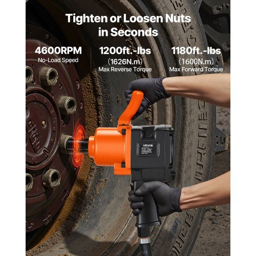 1-tums luftslagskruvmejsel, dubbelhammare luftslagpistol, upp till 1626 Nm bakåtvridmoment, 4600 varv/min 6-växlad pneumatisk skiftnyckel för tunga bilreparationer och underhåll |  EU