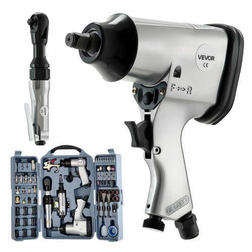 71 Pieces Pro Air Tool and Accessories Kit - 1/2" Air Impact Wrench, 3/8" Ratchet Wrench, 1/2" Die Grinder, 4500BPM Hammer, Blow Gun for Auto Repair, Home DIY Project - Storage Case Included