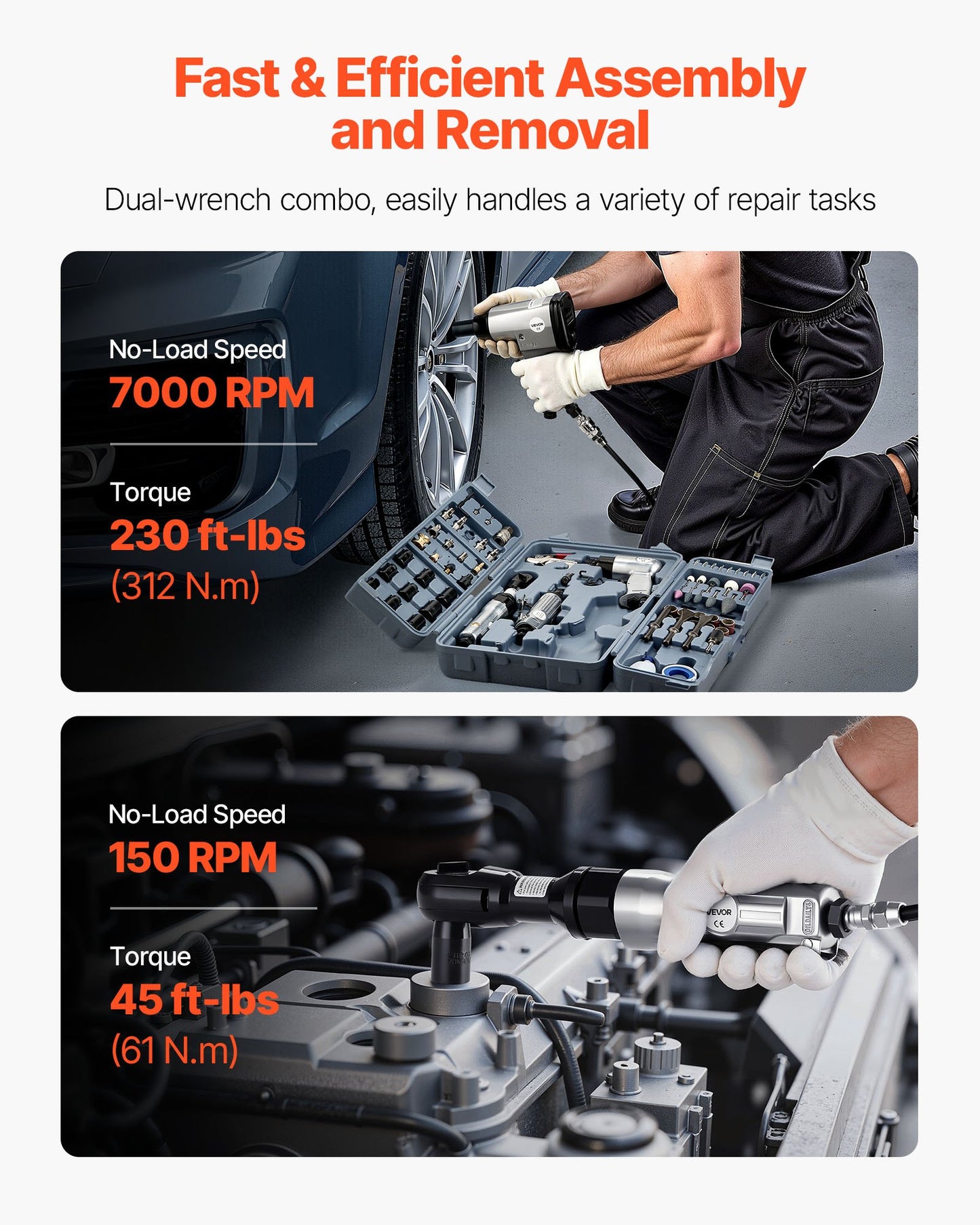 71 Pieces Pro Air Tool and Accessories Kit - 1/2" Air Impact Wrench, 3/8" Ratchet Wrench, 1/2" Die Grinder, 4500BPM Hammer, Blow Gun for Auto Repair, Home DIY Project - Storage Case Included