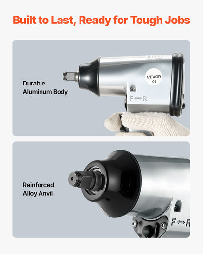 50 Pieces Pro Air Tool and Accessories Kit - 1/2" Air Impact Wrench, 3/8" Ratchet Wrench, 4500BPM Hammer, Blow Gun & Full Accessories for Auto Repairs, Home DIY Projects - with Storage Case