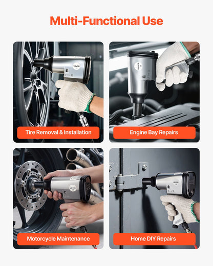 50 Pieces Pro Air Tool and Accessories Kit - 1/2" Air Impact Wrench, 3/8" Ratchet Wrench, 4500BPM Hammer, Blow Gun & Full Accessories for Auto Repairs, Home DIY Projects - with Storage Case