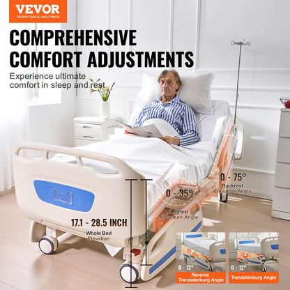 Premium 5-funktion Full elektrisk sjukhussäng ICU Medical Bed 550LBS Laster