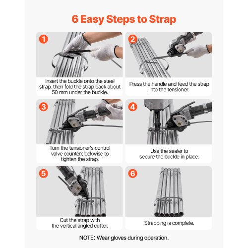 Pneumatisk stålbandningsmaskin, 8500 N spänningskraft, metallbandningsverktyg, spännare och skärförslutare för 19 mm breda metallband, kraftig delad balpress för höghållfasta förpackningar |  EU